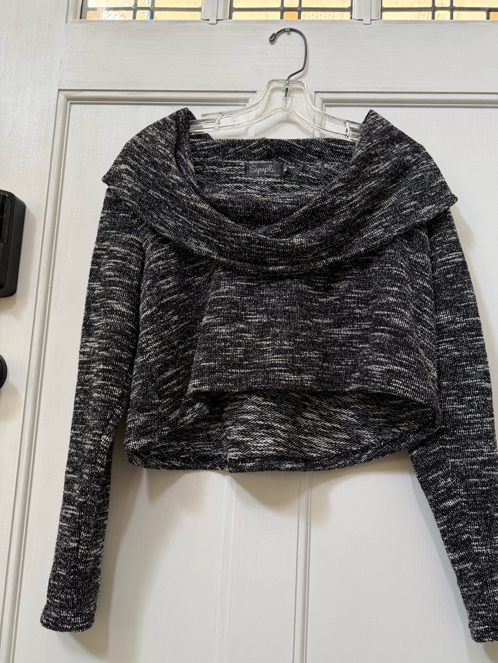 Sympli Black & White Marled Off-the-Shoulder Top - Picture 1 of 9